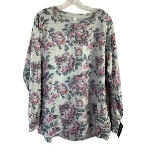 Ideology Women's Floral Grey Sweater Top